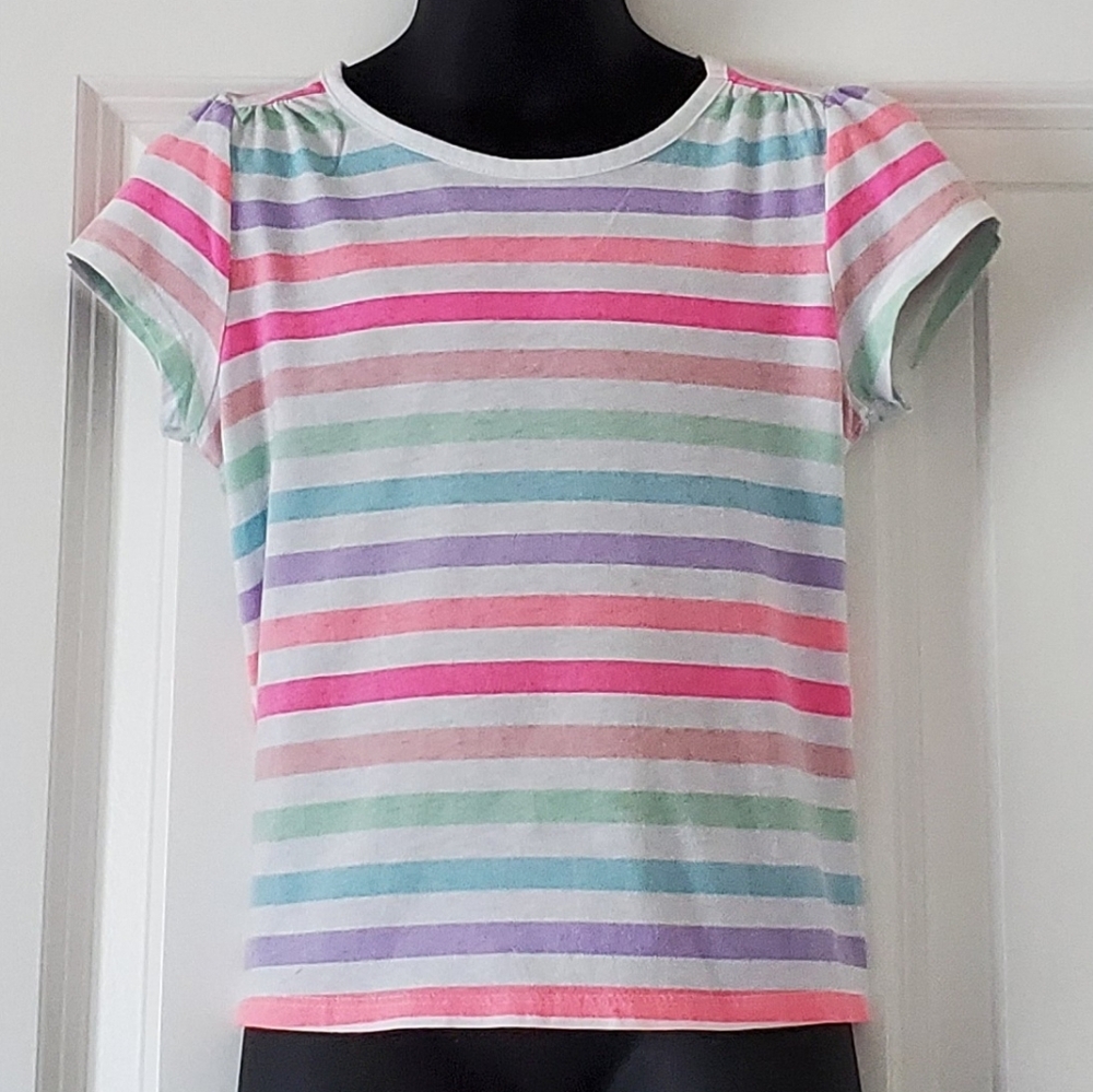 2/$10 - Little Girl's Pastel Rainbow Stripe Fashion Tee